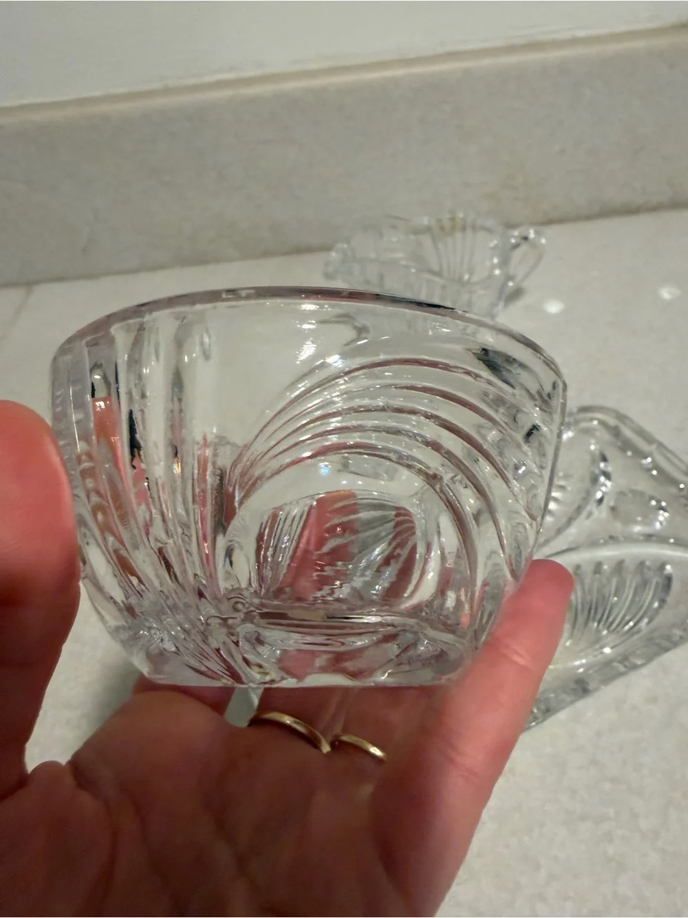 Vintage Clear Glass Vanity Tray with Creamer and Sugar Dish